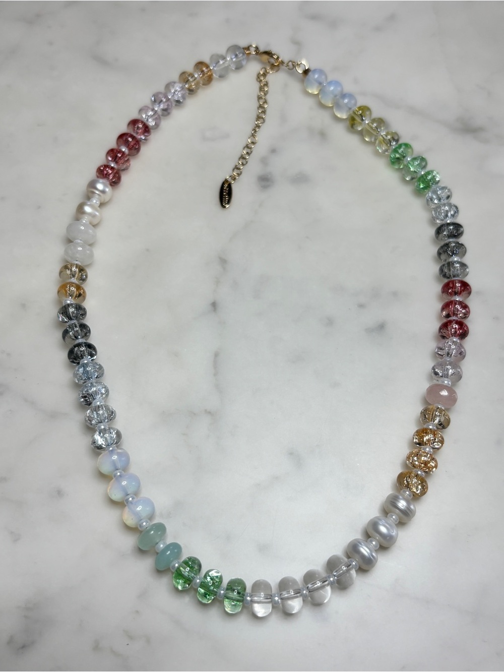 Serefina Multicolor Glass Bead Necklace with Gold-Tone Chain